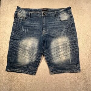 Southpole Denim Jean Shorts Mens 42 Blue Moto Distressed Slim Fit Y2K Jorts‎